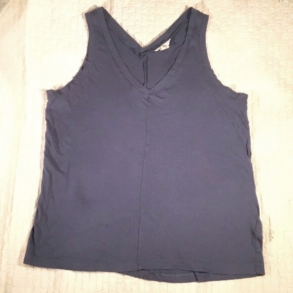 Caslon Soft Muted Medium Blue V-Neck Tank - Picture 3 of 6